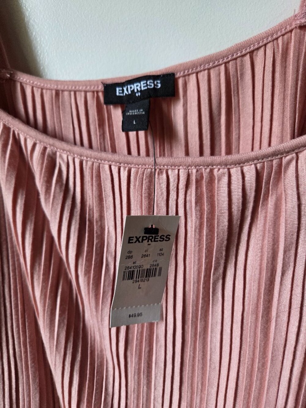 NWT EXPRESS BLUSH PINK ACCORDION / PLEATED TANK TOP SIZE L - Picture 7 of 10